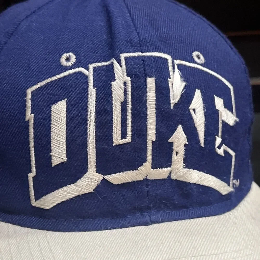 Vintage 90s Duke Blue Devils “Go Duke!” Blue White Wool SnapBack Hat